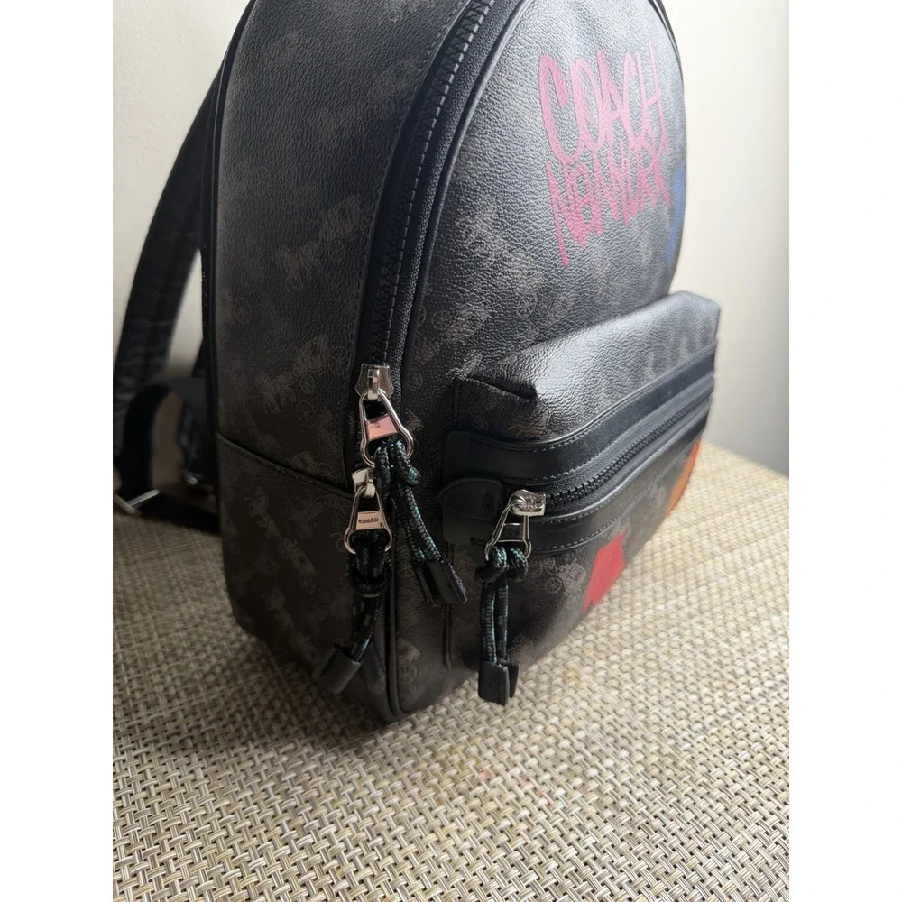COACH Horse and Carriage Backpack F84225 Black PVC Leather Unisex